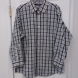 Chaps Black and White Plaid Men's Shirt